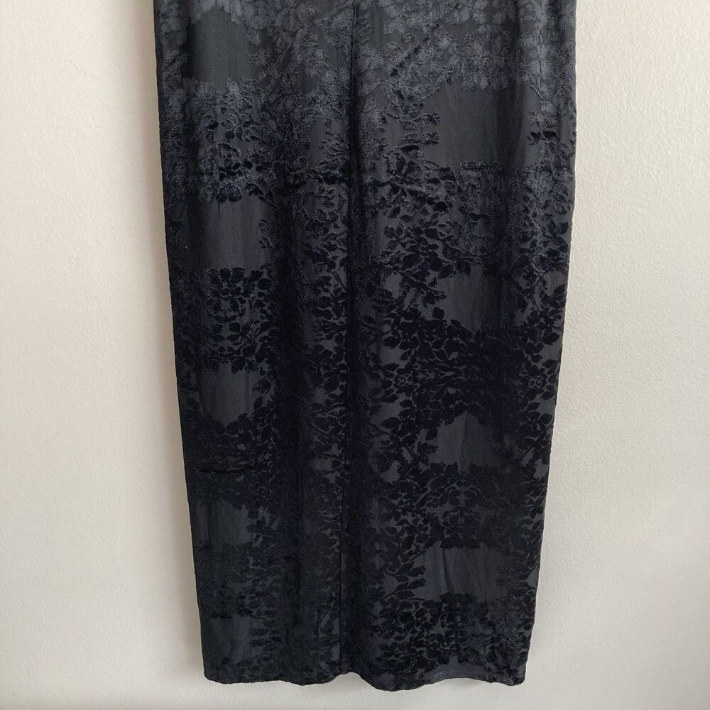 Express Vintage Y2K Crushed Velvet Dress Black Size 7/8 Whimsigoth Goth 90s - Picture 10 of 12